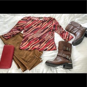 Georgiou brown/red shimmer top size Medium